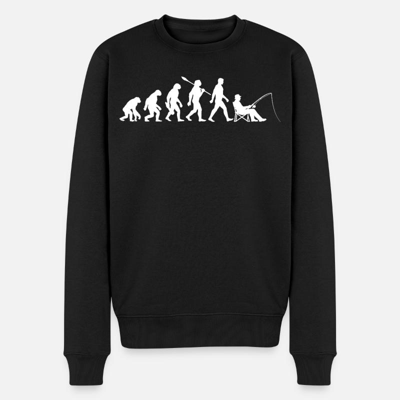 Evolution - Pêcheur, Cadeau de pêche - Pull Premium bio Homme - noir