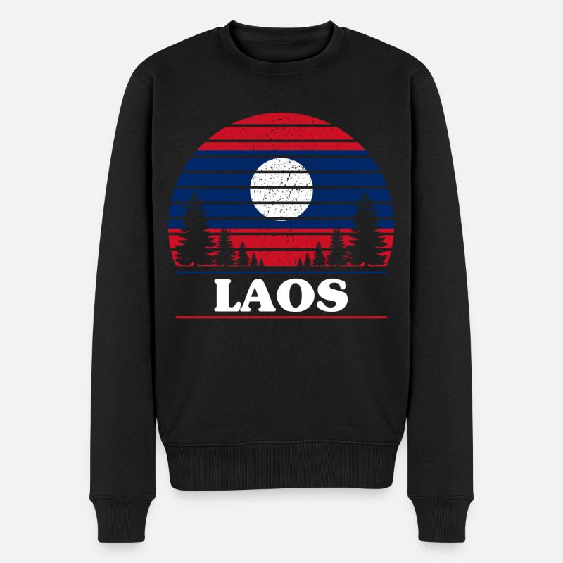 Laos - Männer Premium Bio Pullover - Schwarz