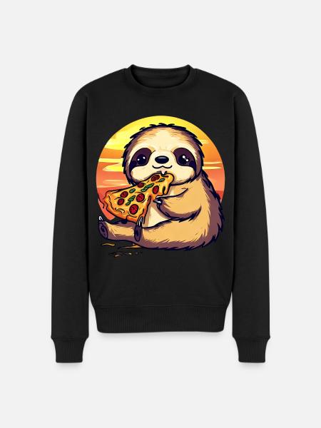 Pizza sloth in the sunset - Men's Premium Organic Jumper - black