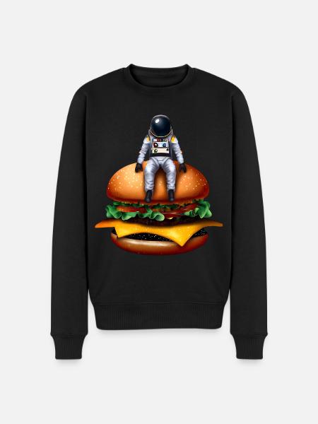 Space Astronaut Cheeseburger - Men's Premium Organic Jumper - black
