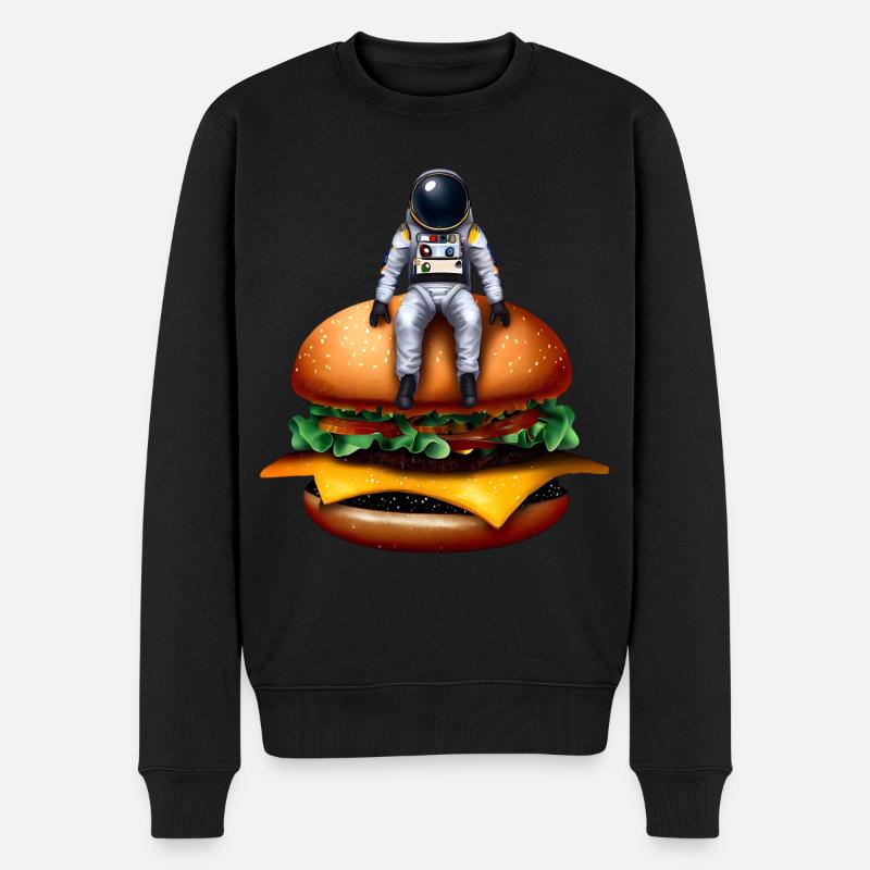 Space Astronaut Cheeseburger - Men's Premium Organic Jumper - black