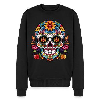 Mexican sugar skull - Men's Premium Organic Jumper - black - Front - Nico (187cm)