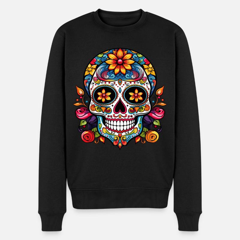 Crâne de sucre Méxicain - Pull Premium bio Homme - noir