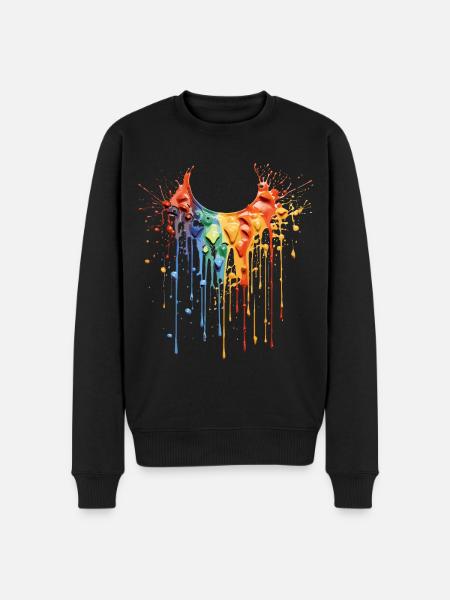 Regenbogen Farbkette - Männer Premium Bio Pullover - Schwarz