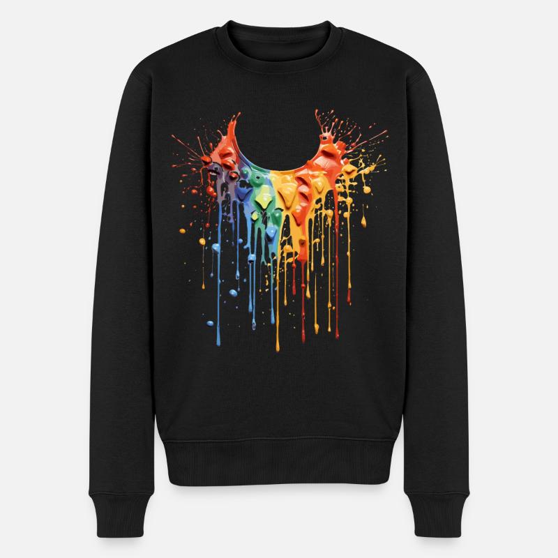 Regenbogen Farbkette - Männer Premium Bio Pullover - Schwarz