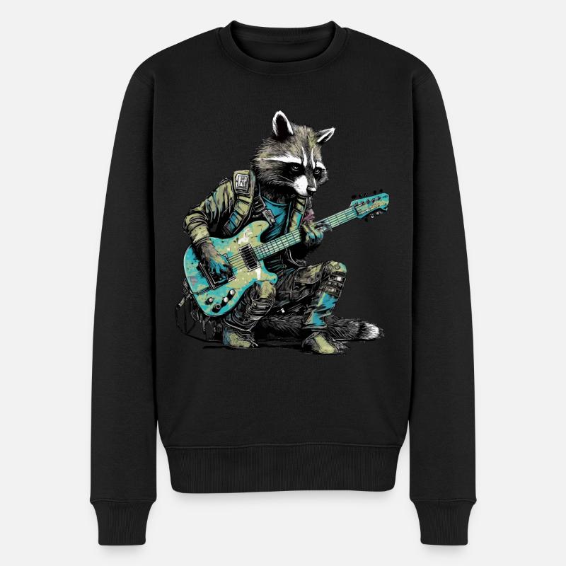 Raton laveur avec guitare - Pull Premium bio Homme - noir