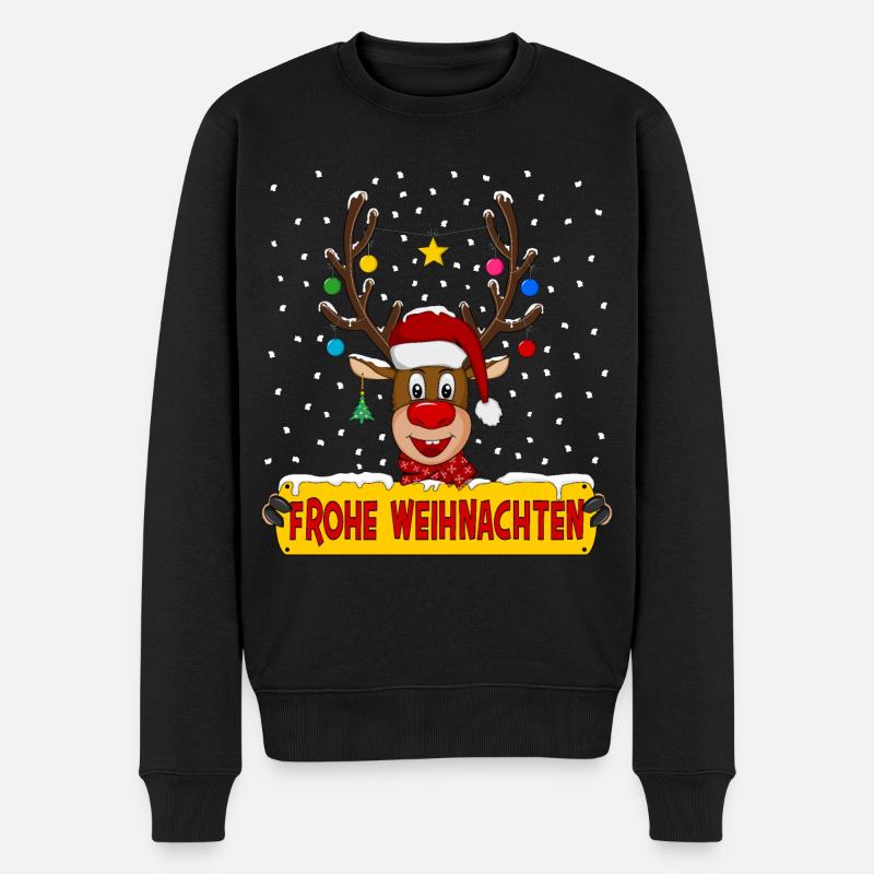 Frohe Weihnachten Rentier - Männer Premium Bio Pullover - Schwarz