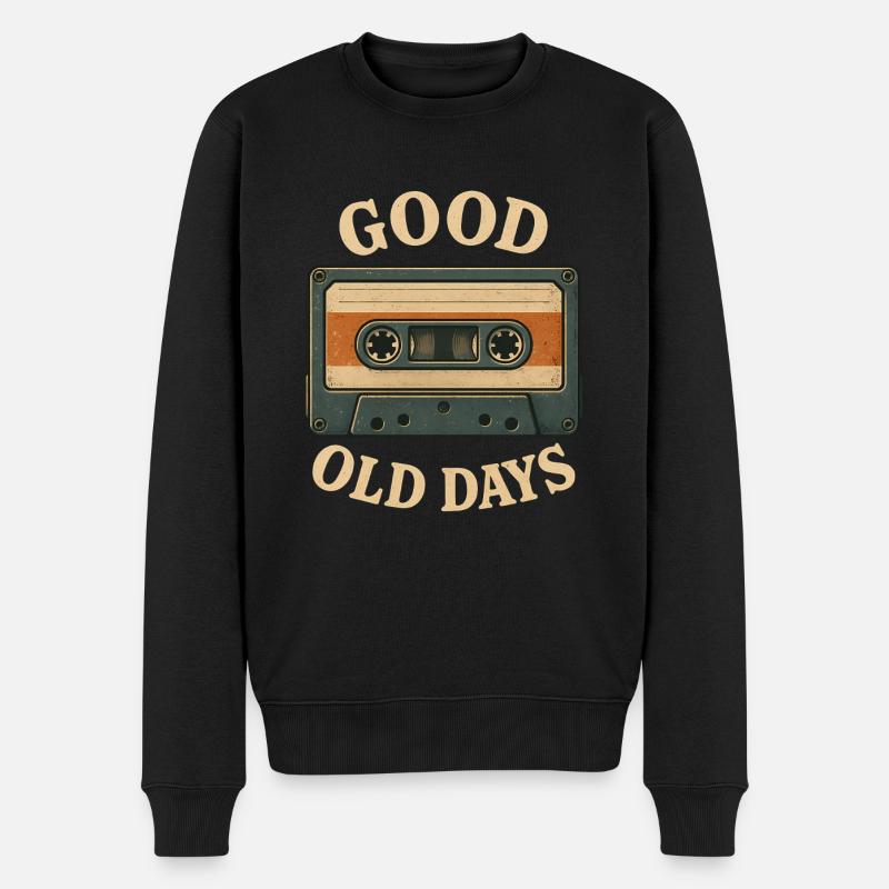 Good Old Days Kassette - Männer Premium Bio Pullover - Schwarz