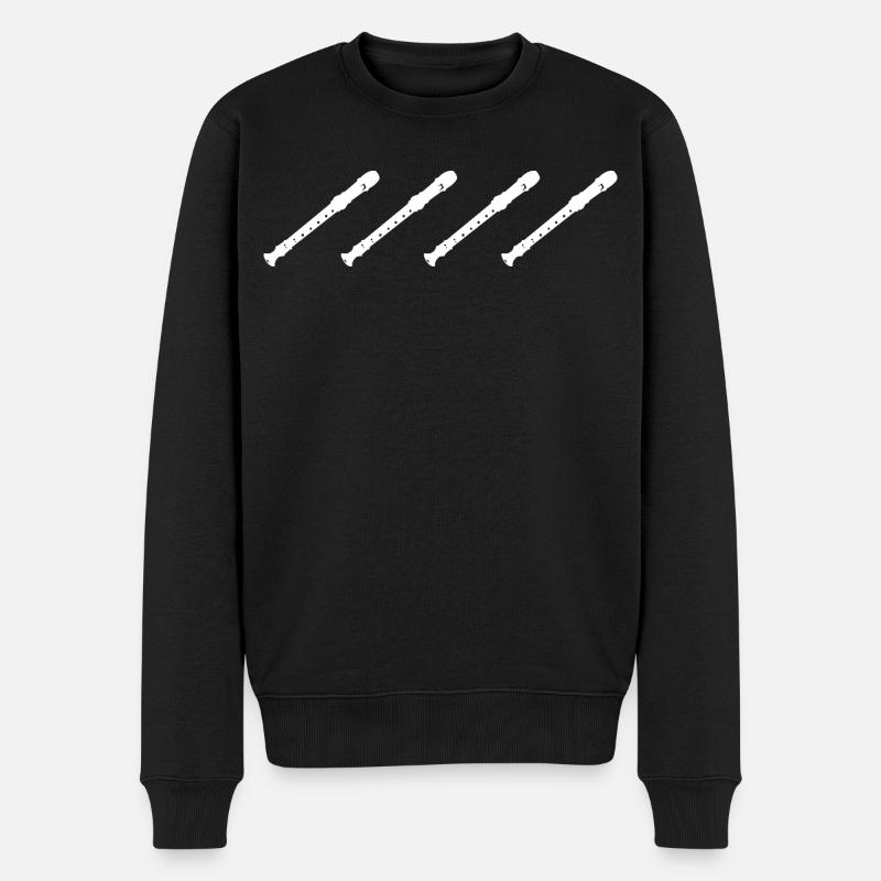 Retro Flöten - Männer Premium Bio Pullover - Schwarz