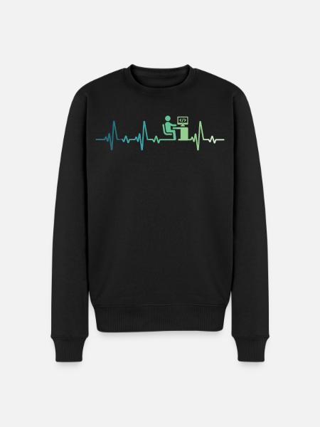 Heartbeat Programmer Developer - Men's Premium Organic Jumper - black