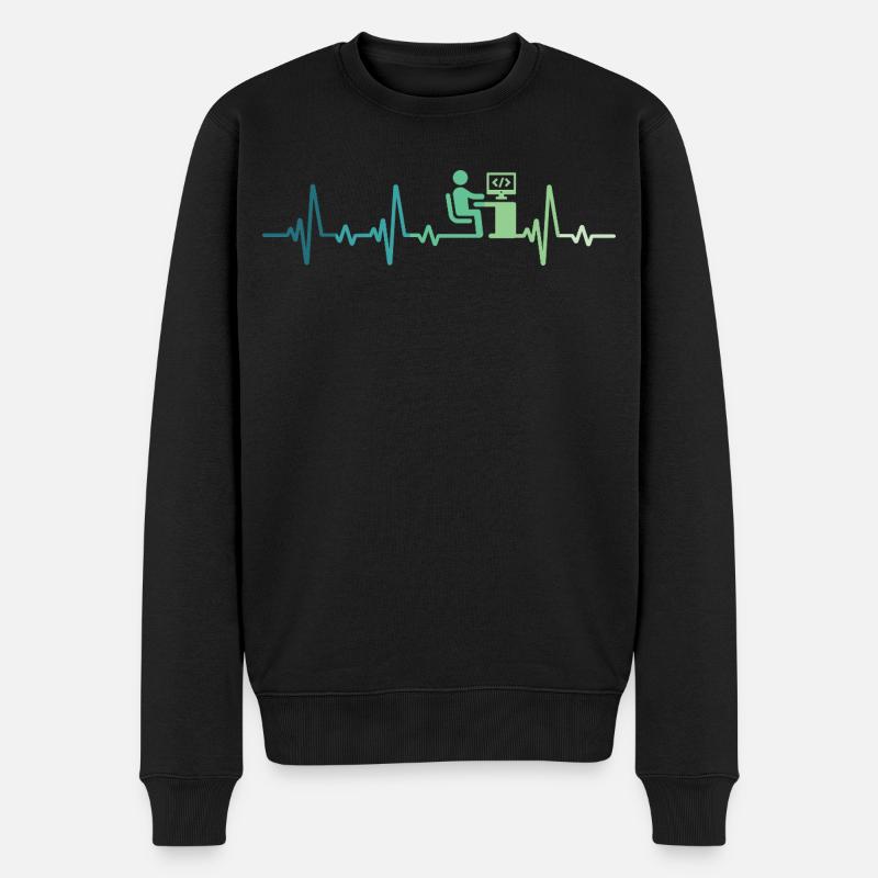 Heartbeat Programmer-Entwickler - Männer Premium Bio Pullover - Schwarz