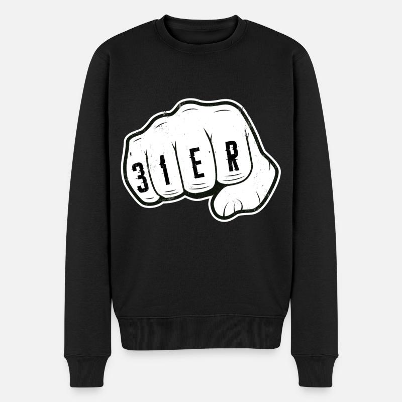 Richtiger 31er - Männer Premium Bio Pullover - Schwarz