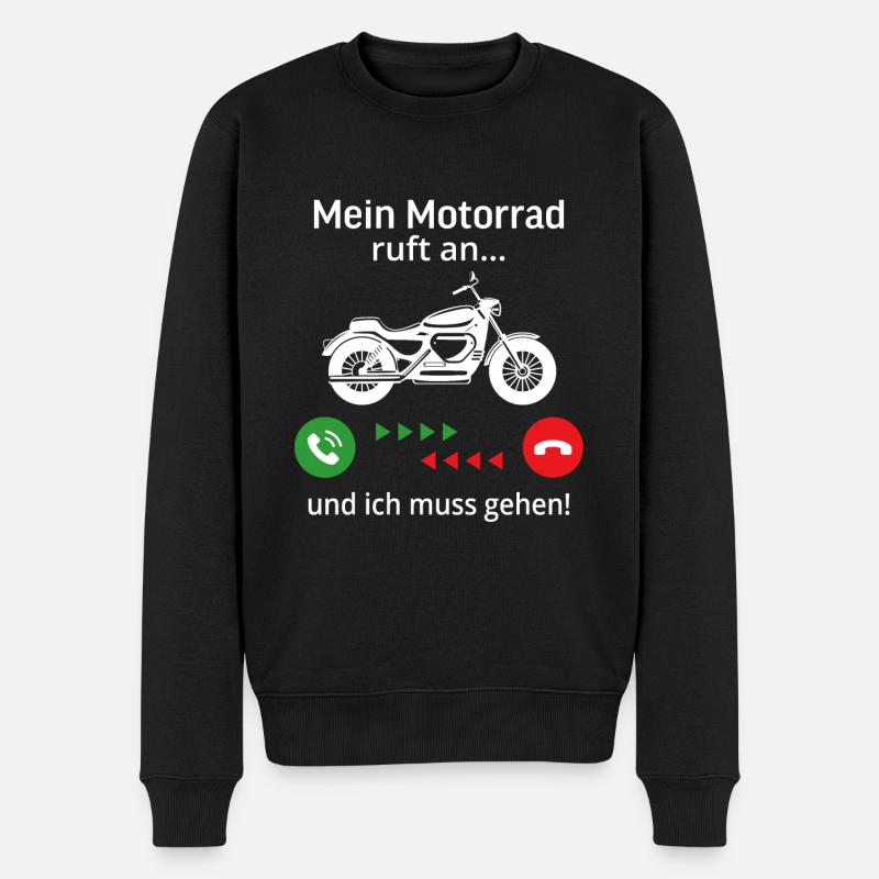 Mein Motorrad ruft mich an und ich muss gehen - Männer Premium Bio Pullover - Schwarz