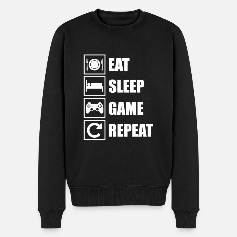 Eat Sleep Game Repeat - Männer Premium Bio Pullover - Schwarz