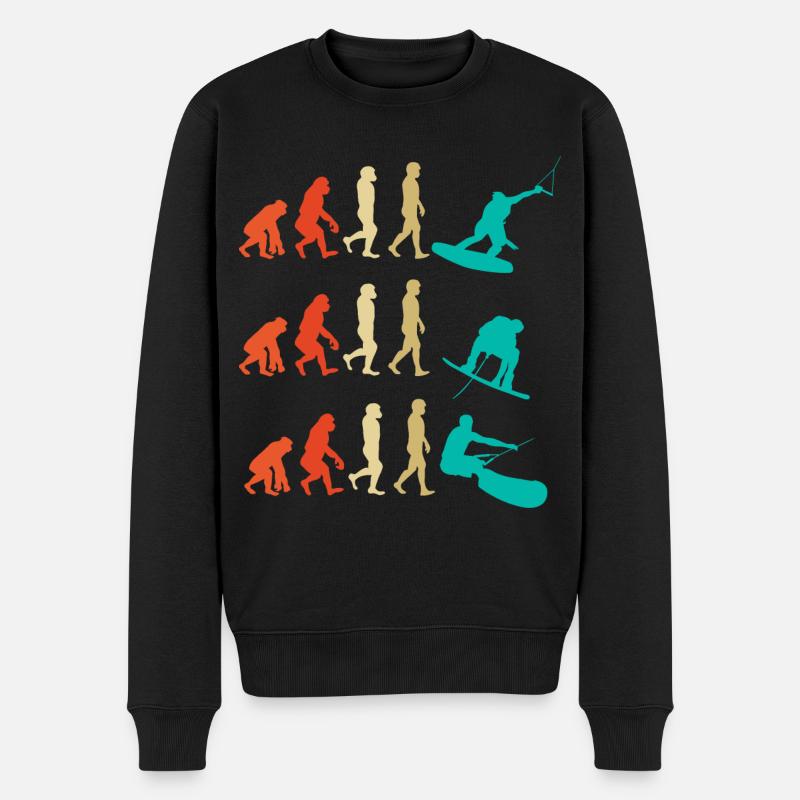 Wakeboarding Evolution Geschenk - Männer Premium Bio Pullover - Schwarz