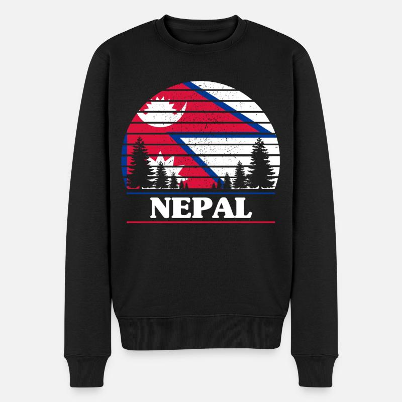 Nepal - Männer Premium Bio Pullover - Schwarz