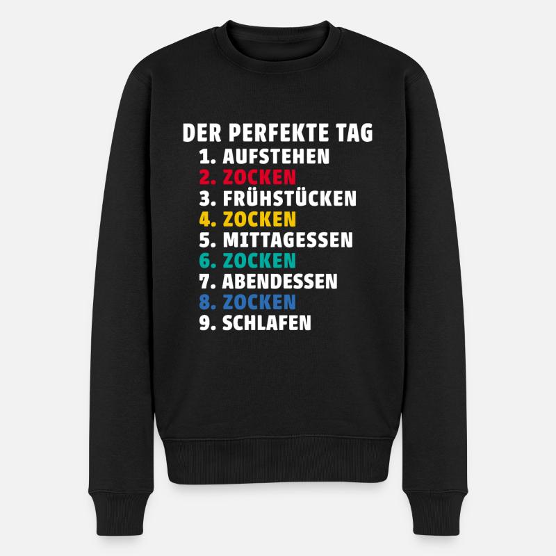 Der perfekte tag zocken gamer gaming computer - Männer Premium Bio Pullover - Schwarz