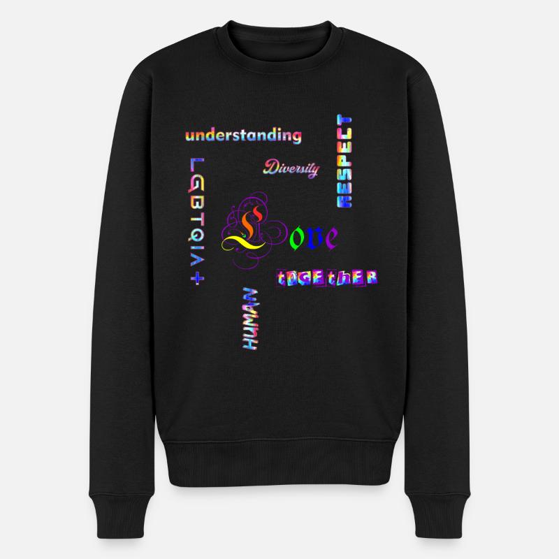 LGBTQIA - Statement Regenbogenfarben - Männer Premium Bio Pullover - Schwarz