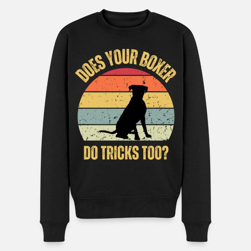 Macht dein Boxer auch Tricks - Männer Premium Bio Pullover - Schwarz