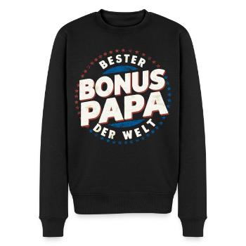 Bonus Papa Retro - Männer Premium Bio Pullover - Schwarz - Vorne - Nico (187cm)