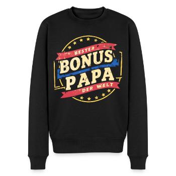 Bonus Papa Retro - Männer Premium Bio Pullover - Schwarz - Vorne - Nico (187cm)