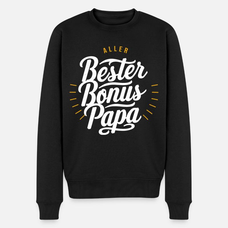 Bester Bonus Papa - Männer Premium Bio Pullover - Schwarz