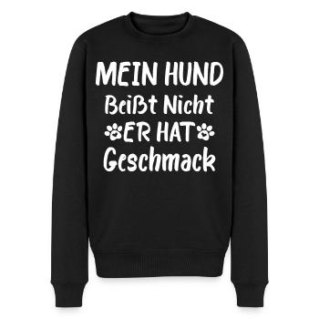 Mein Hund beisst nicht er hat Geschmack - Männer Premium Bio Pullover - Schwarz - Vorne - Nico (187cm)