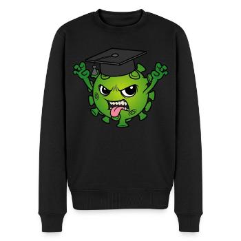 Mascotte de remise des diplômes Corona virus Chapeau de médecin Devise - Pull Premium bio Homme - noir - Devant - Nico (187cm)