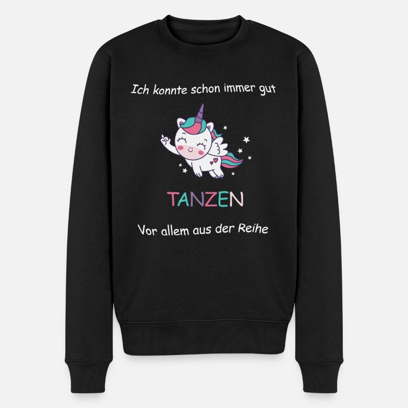 Aus der Reihe Tanzen Lustiger Spruch mit Einhorn - Männer Premium Bio Pullover - Schwarz