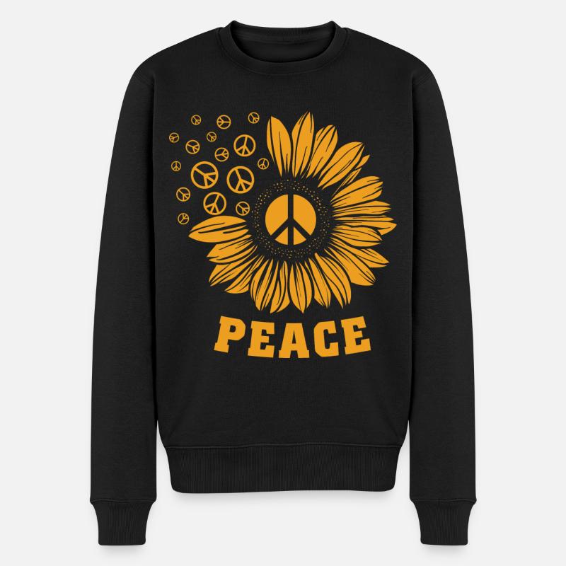 Peace Welt Frieden Geschenkidee T-shirt - Männer Premium Bio Pullover - Schwarz