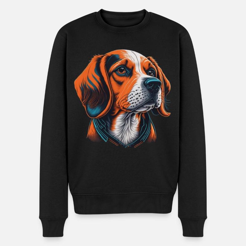Beagle Kopf - Männer Premium Bio Pullover - Schwarz