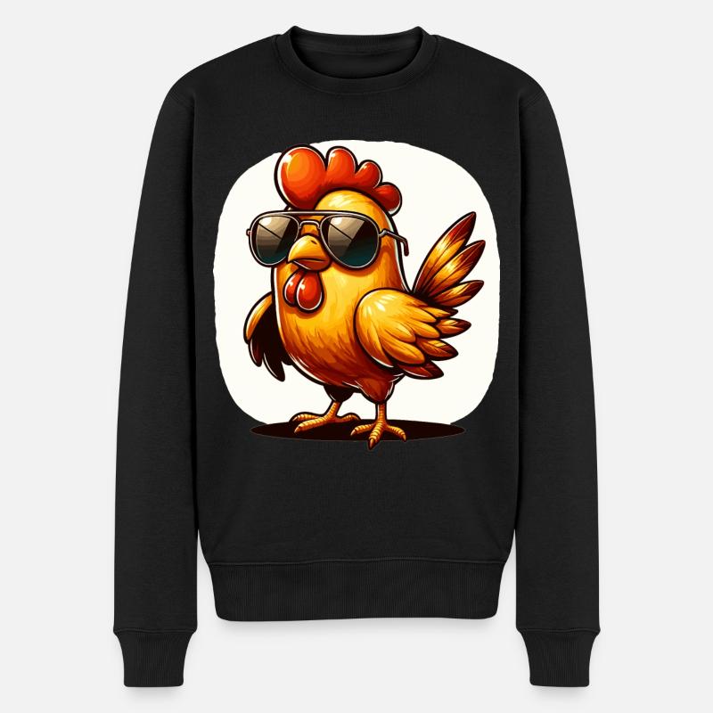 Lustiges Huhn Huhn Lustiges Bild - Männer Premium Bio Pullover - Schwarz