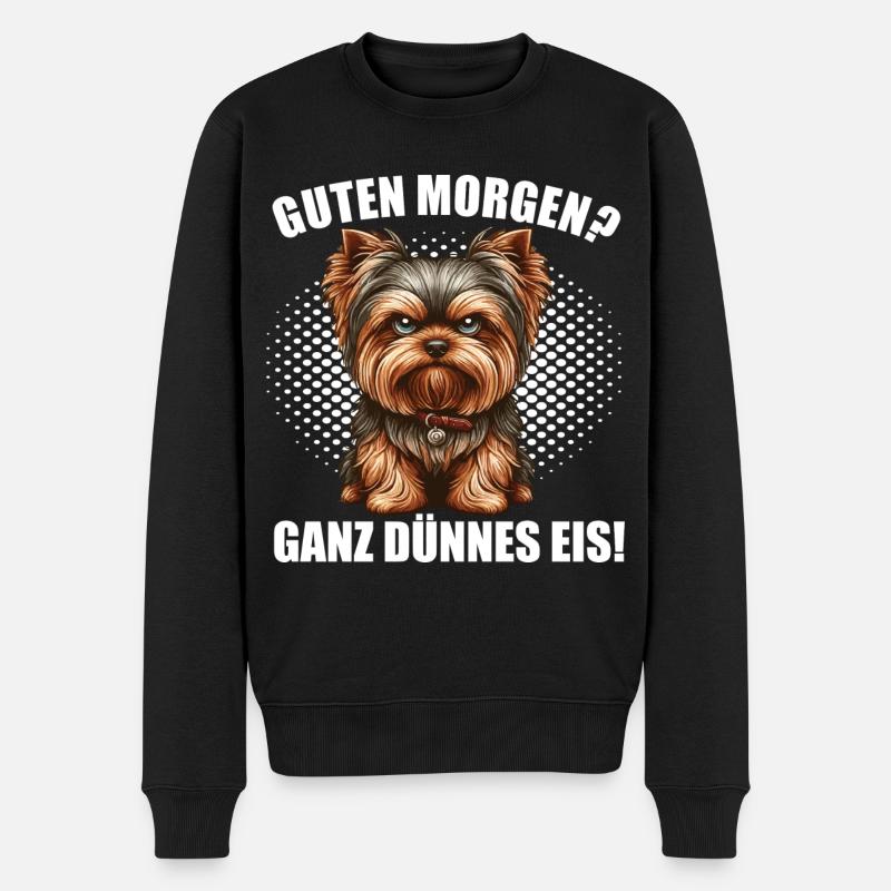 Ganz dünnes Eis Yorkshire Terrier Yorkie - Männer Premium Bio Pullover - Schwarz
