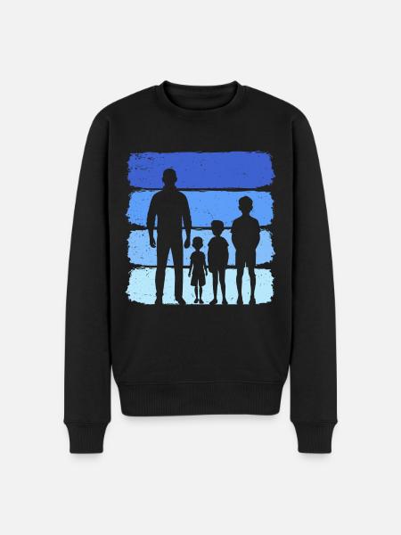 Far og tre børn T-shirt Far og 3 sønner - Økologisk premium-sweatshirt til mænd - sort