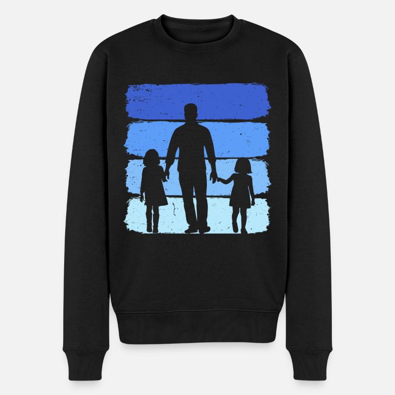 Père et deux filles Vintage Papa 2 Filles - Pull Premium bio Homme - noir