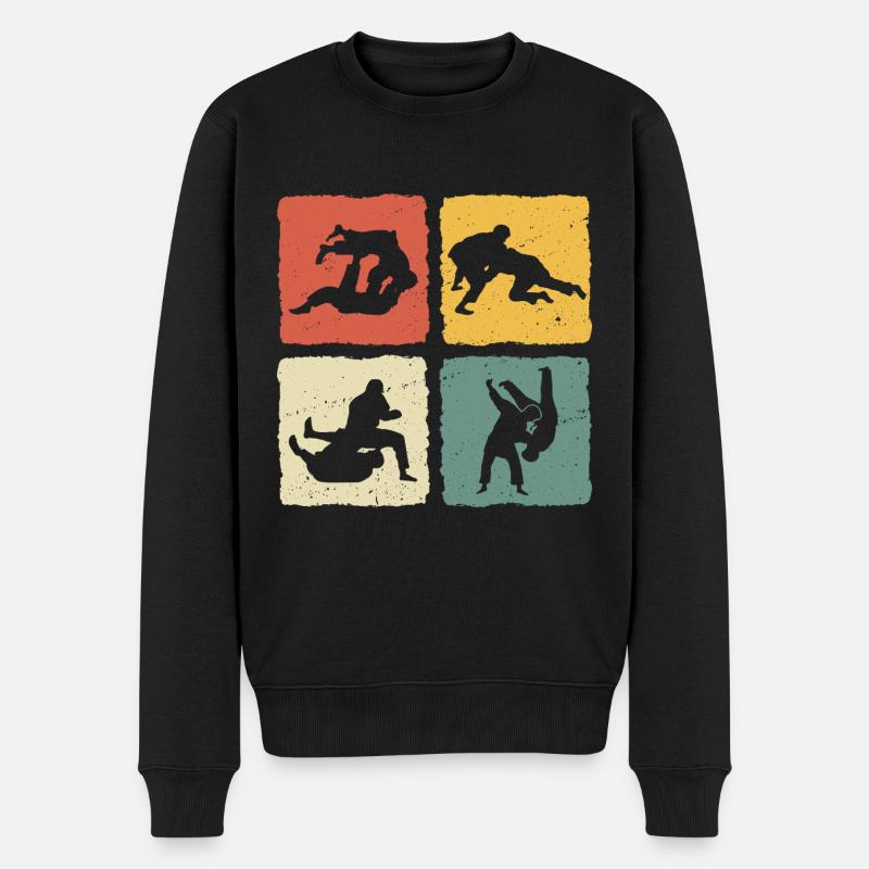 Jiu-Jitsu Retro Jiu jitsu - Männer Premium Bio Pullover - Schwarz