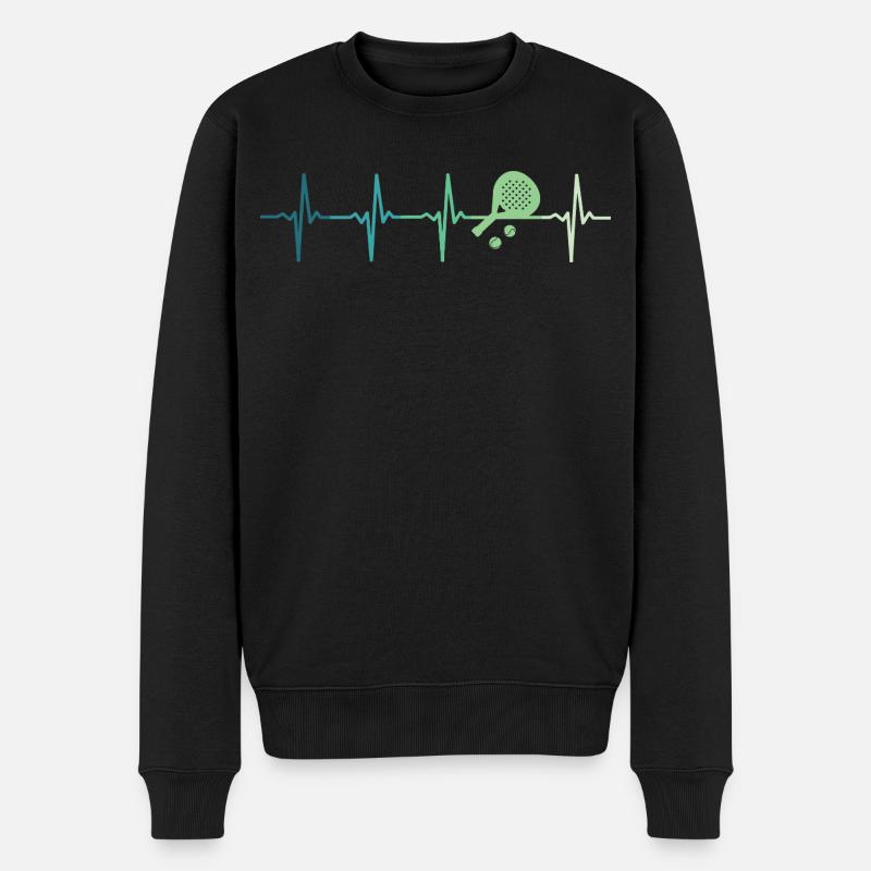 Padel-Tennis-Herzschlag-Padelspieler - Männer Premium Bio Pullover - Schwarz