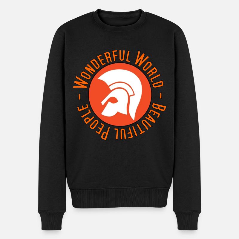 WUNDERBARES WELT SCHÖNES LEUTDESIGN - Männer Premium Bio Pullover - Schwarz