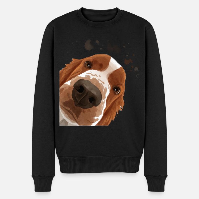 Curious Welsh Springer Spaniel Dog - Men's Premium Organic Jumper - black