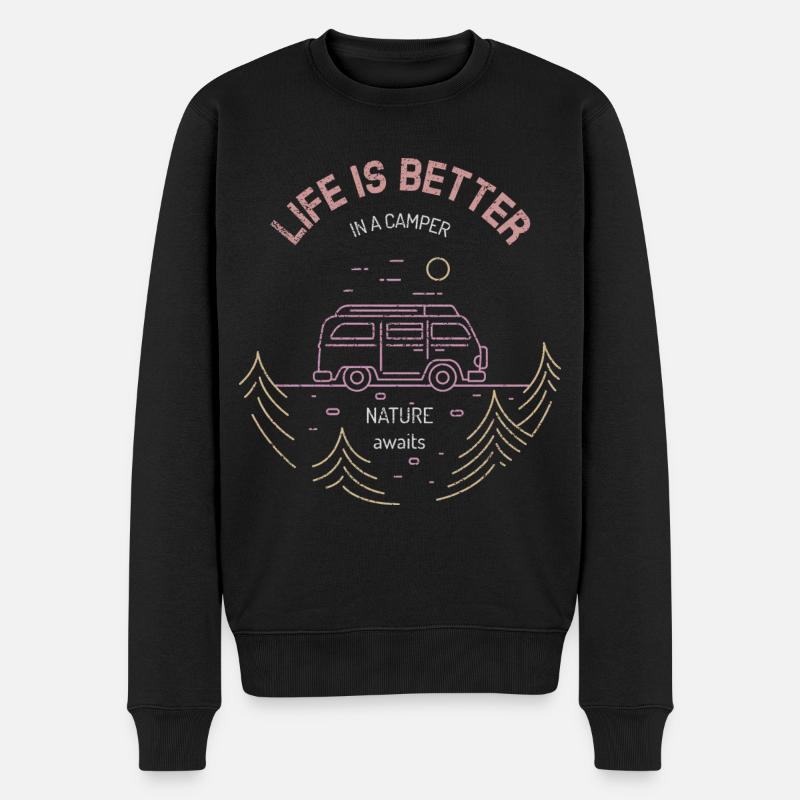 Camping Wohnwagen Campen - Männer Premium Bio Pullover - Schwarz
