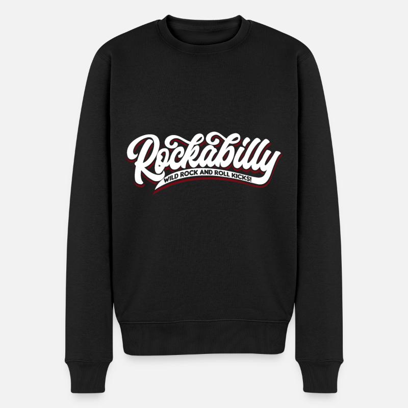 Rockabilly Wild Rock n Roll - Typo - neg - Männer Premium Bio Pullover - Schwarz