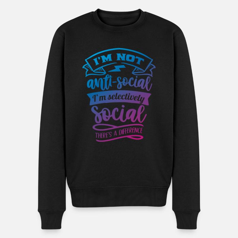 Antisocial - Selektiv sozial - col - Männer Premium Bio Pullover - Schwarz