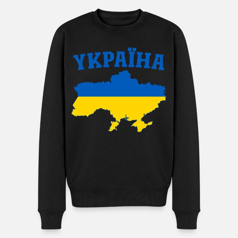 Ukraine Flagge YKPAIHA - Männer Premium Bio Pullover - Schwarz