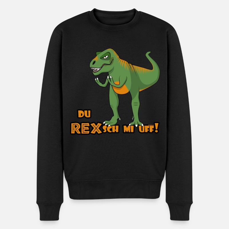 T-Rex "Regsch mi uf" Schweizerdeutsch - Männer Premium Bio Pullover - Schwarz