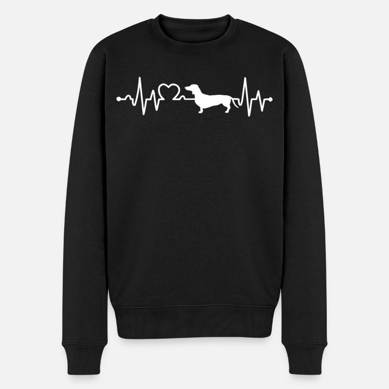 Heartbeat Dachshund Dachshund Teckel - Männer Premium Bio Pullover - Schwarz