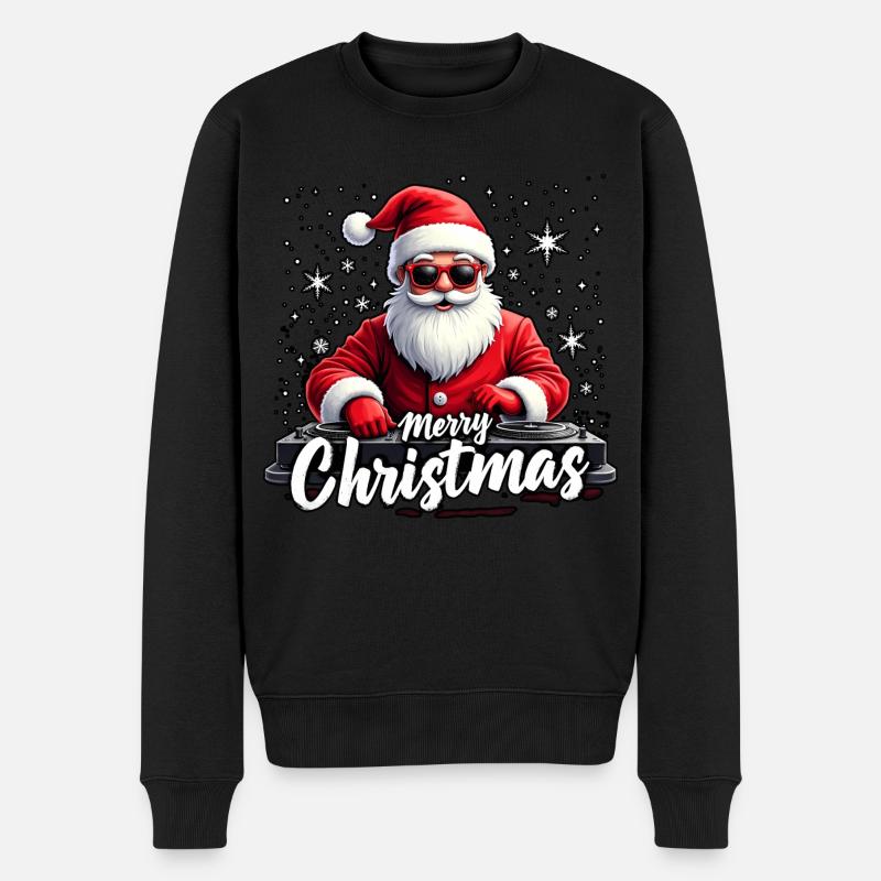 Santa Claus DJ - Weihnachtsmann - Männer Premium Bio Pullover - Schwarz