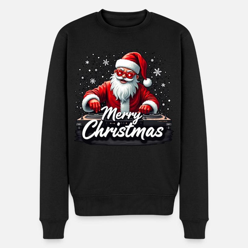 DJ Santa Claus Weihnachtsmann - Männer Premium Bio Pullover - Schwarz