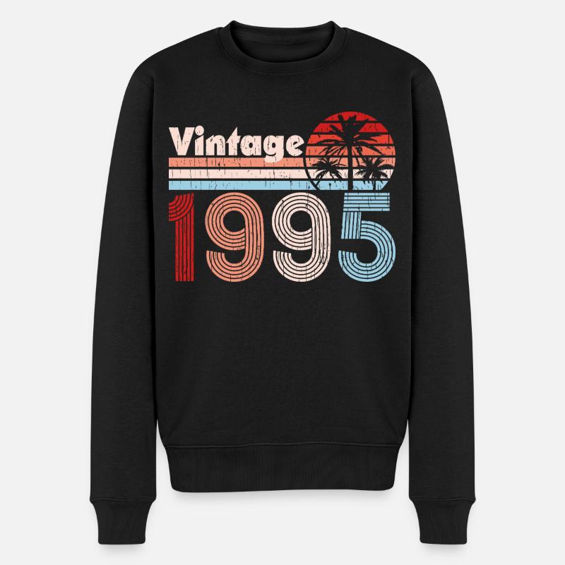 Vintage 1995 Palmen Retro Geburtstag - Männer Premium Bio Pullover - Schwarz