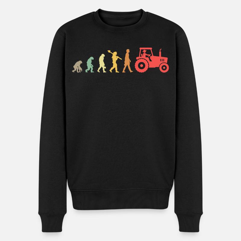 Evolution Tractor _ Farmer - Männer Premium Bio Pullover - Schwarz