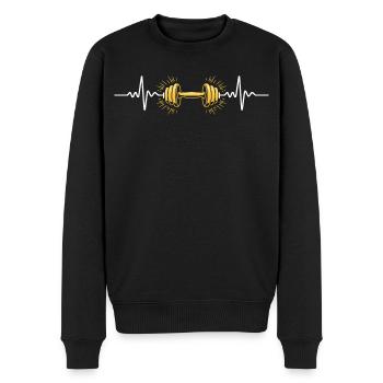 Herzschlag Dumbbell Kraftdesign - Männer Premium Bio Pullover - Schwarz - Vorne - Nico (187cm)